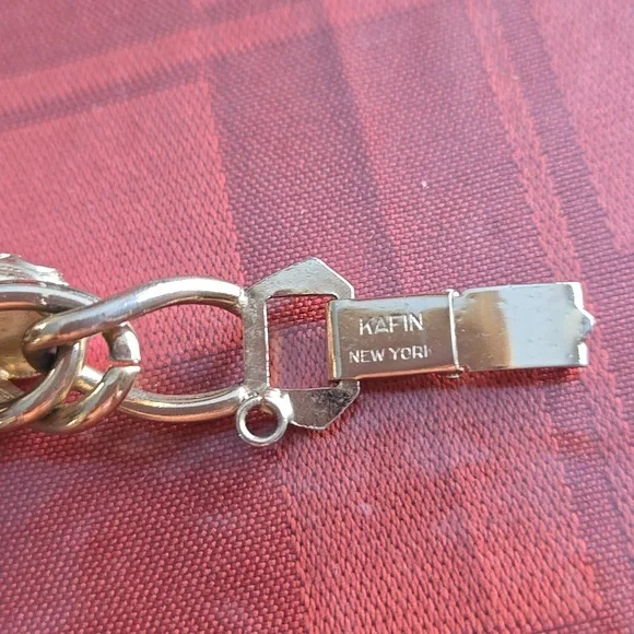 Estate Vintage 50's-60's Kafin NY Gold Bracelet with Multicolor Cabochon Stones - Picture 3 of 5